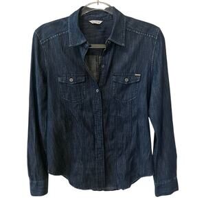 Calvin Klein Jean Shirt Western Style Button Up Jean Shirt Size XS Concert Indie